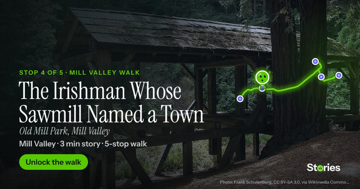 The Irishman Whose Sawmill Named a Town: a story about Old Mill Park, stop 4 of Mill Valley Walk