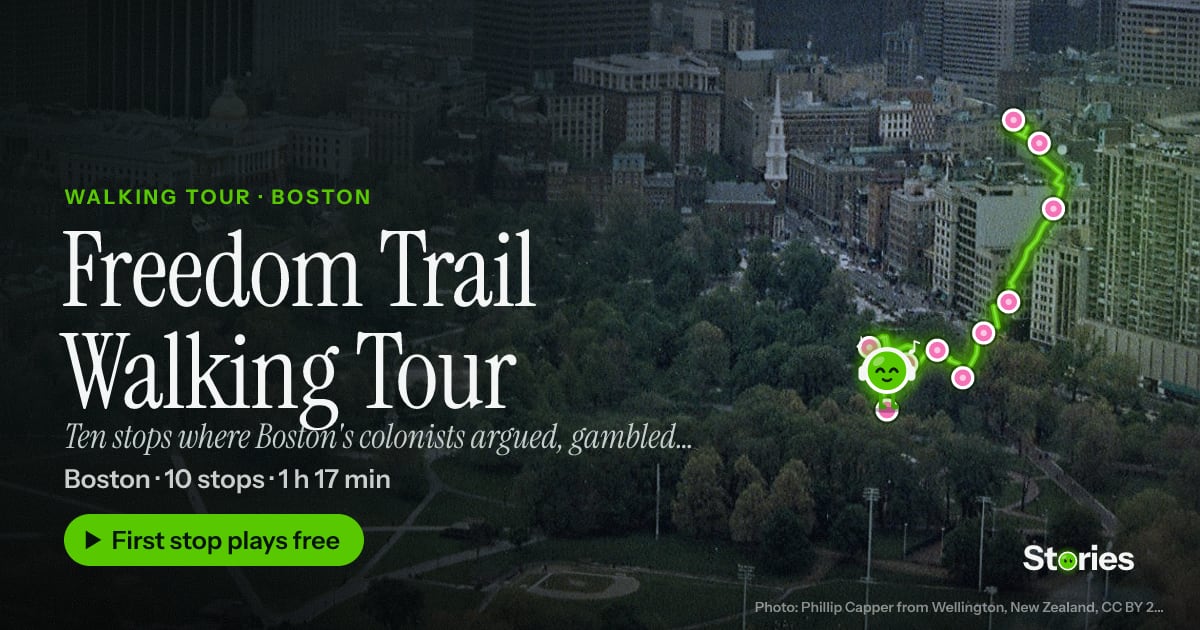 Freedom Trail Walking Tour: walking tour in Boston, a photo of Boston Common with the route of all 10 stops