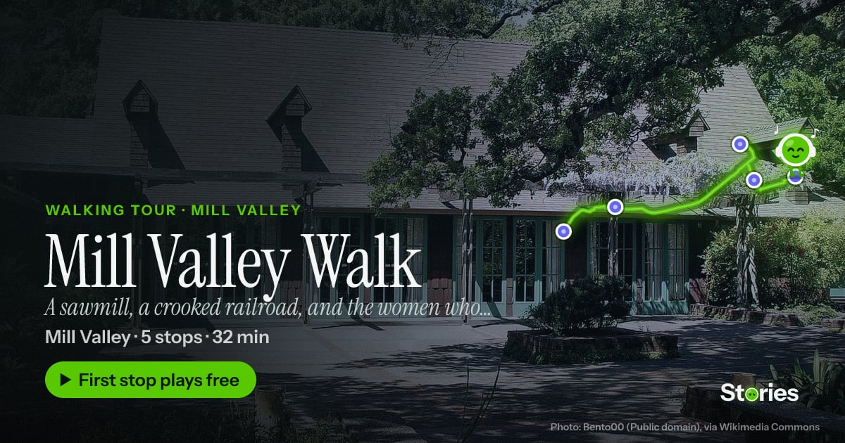 Mill Valley Walk: walking tour in Mill Valley, a photo of Outdoor Art Club with the route of all 5 stops
